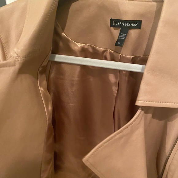 Eileen Fisher real leather amber/beige jacket - Picture 5 of 7